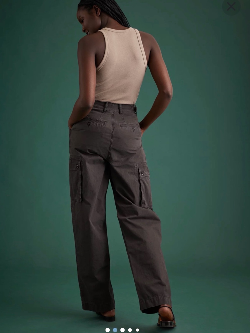 American Eagle Outfitters Wide-Leg Cargo Pants in Dark Brown - Picture 2 of 6